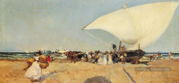 Arrivée des bateaux peintre Joaquin Sorolla Peinture à l'huile